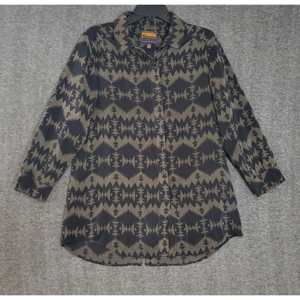 Pendleton Portland Collection North Plains Tunic Womens M Black Sonora Silk